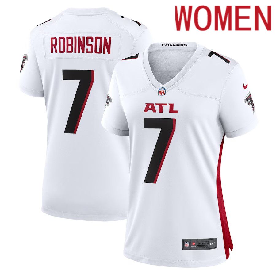 Women Atlanta Falcons #7 Bijan Robinson Nike White Away Game NFL Jersey->women nfl jersey->Women Jersey